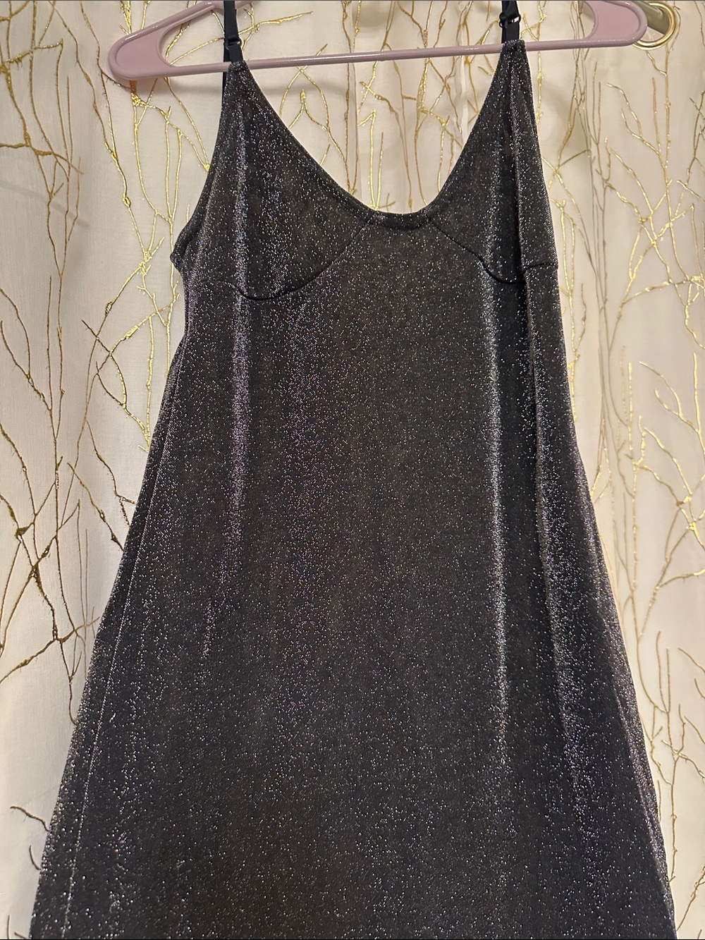 Sparkle Slip Dress in Shimmering Black
